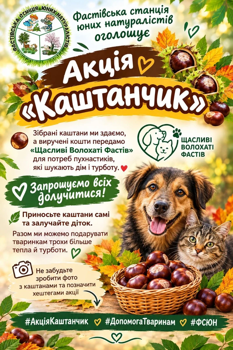Осіння прогулянка з користю: фастівчан запрошують долучитися до акції «Каштанчик»