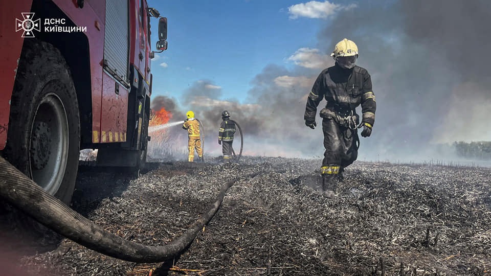 На Фастівщині ліквідували масштабну пожежу: у Великій Офірні вогонь охопив 120 гектарів міскантусу